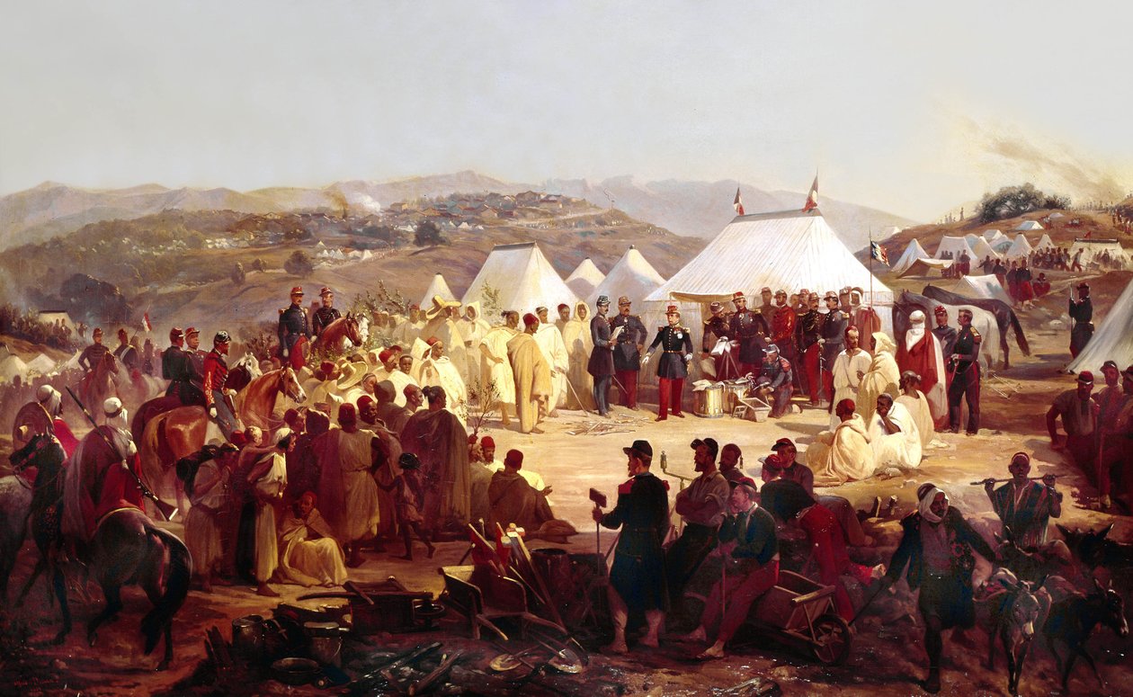 अल्जीरिया की विजय: 1854 में काबिलिया से फ्रांसीसी मार्शल रैंडन (1795-1871) तक बेनी राटन जनजाति का आत्मसमर्पण द्वारा अल्फ्रेड चार्ल्स फर्डिनेंड डिकेन
