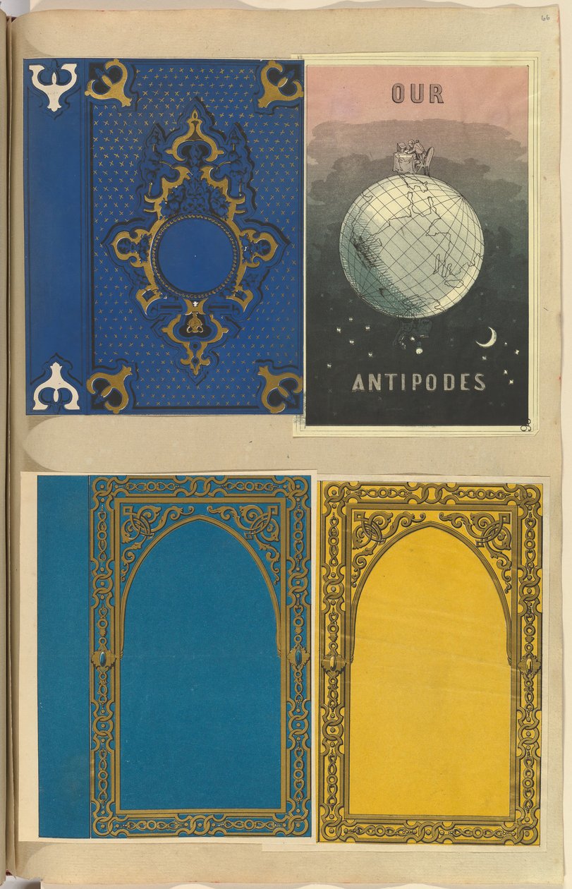 फोर लिथोग्राफ्ड बुककॉवर्स, वन फॉर आवर एंटीपोड्स, 1845-70। द्वारा अल्फ्रेड क्रोक्विल
