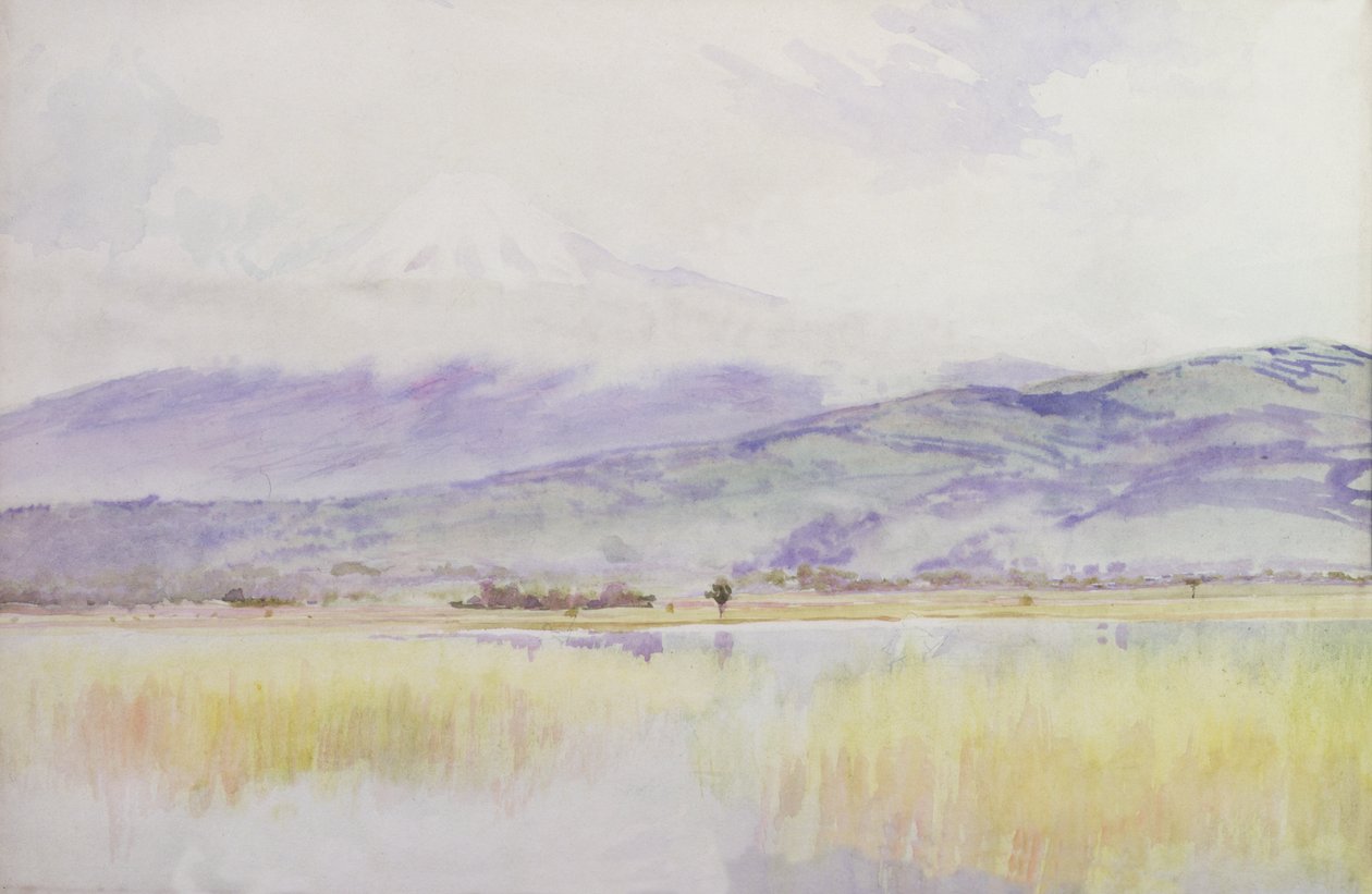 फ़ूजी-सैन, c.1889 (कागज पर पानी के रंग का) द्वारा अल्फ्रेड पूर्व