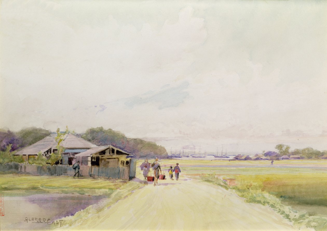 योकोहामा की मिसिसिपी खाड़ी, c.1889 (कागज पर जल रंग) द्वारा अल्फ्रेड पूर्व