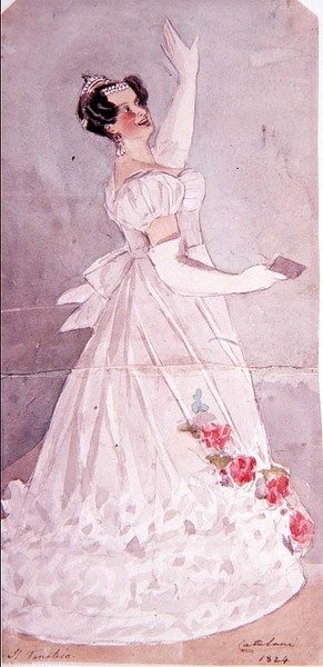 एंजेलिका कैटालानी (1780-1845) इल फैनेटिको में, 1824 (wc) द्वारा अल्फ्रेड एडवर्ड चैलन