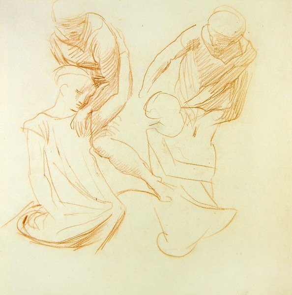 चित्र अध्ययन, c.1845 (कागज पर लाल चाक) (रेक्टो के लिए 366414 देखें) द्वारा अल्फ्रेड जॉर्ज स्टीवंस