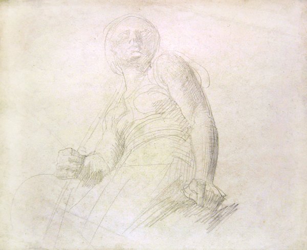 एक आकृति का अध्ययन, c.1850 (कागज पर पेंसिल) द्वारा अल्फ्रेड जॉर्ज स्टीवंस