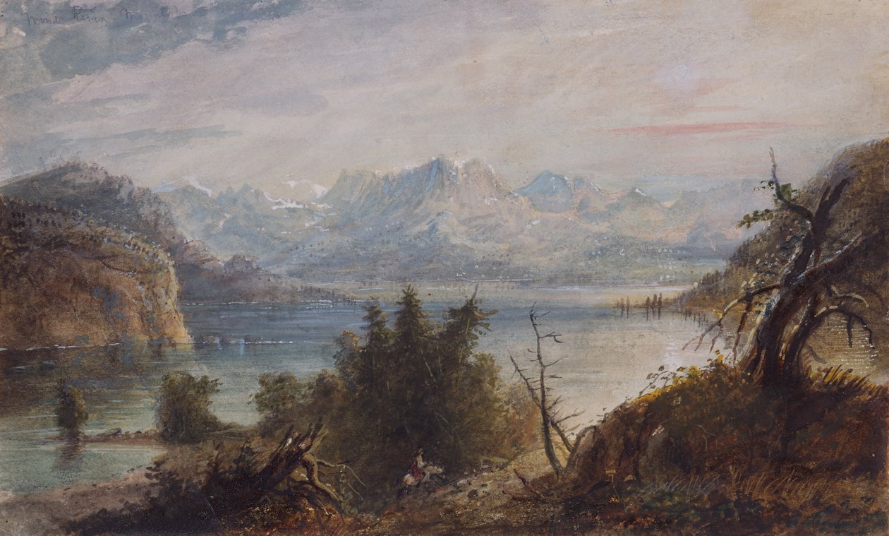 झील, पहाड़ों की पवन नदी श्रृंखला, c.1837 (कागज पर जल रंग) द्वारा अल्फ्रेड जैकब मिलर