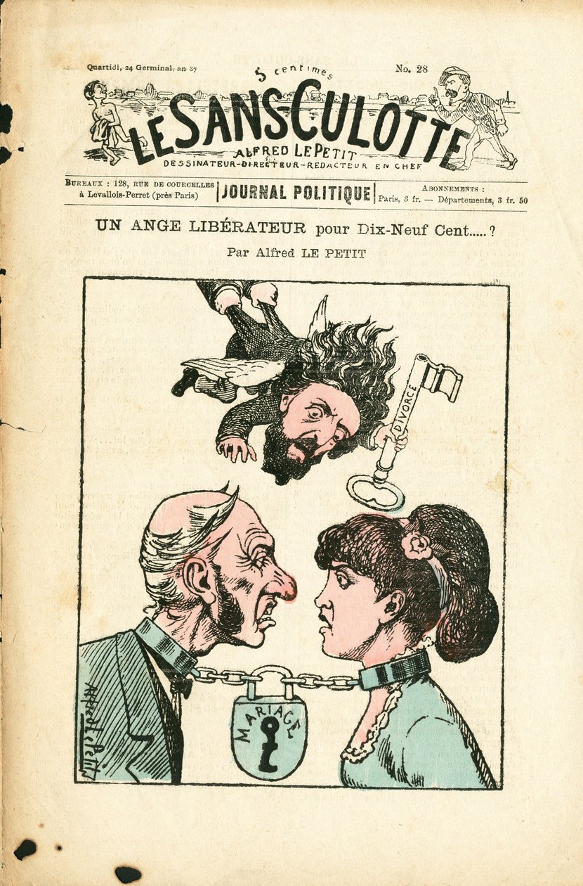 "ले संस-पैनलोटे" का कवर, संख्या 28, रंग में व्यंग्य द्वारा अल्फ्रेड ले पेटिट