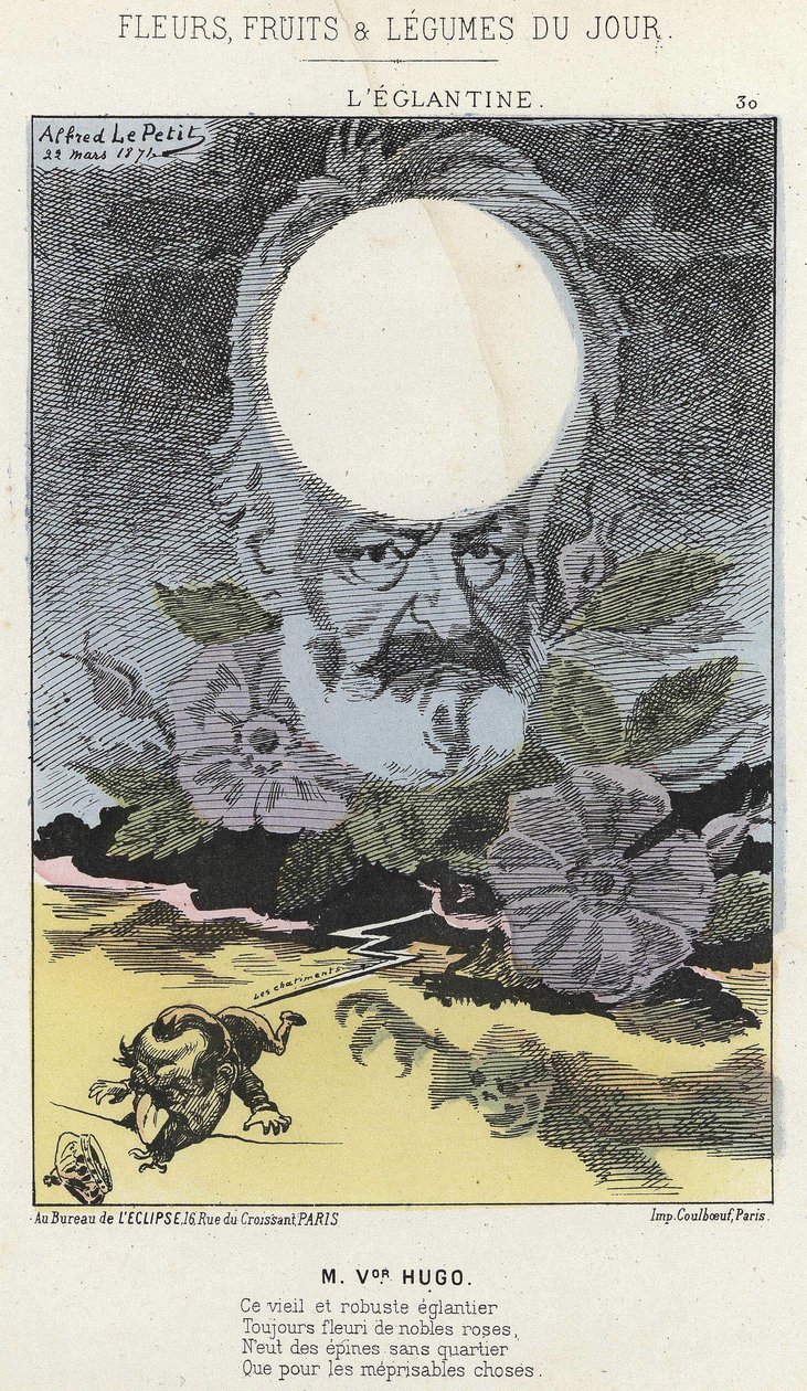 L'Eglantine: विक्टर ह्यूगो पर कार्टून - बीमार। 22/03/1871 से, "दिन के फूल, फल और सब्जियां" में द्वारा अल्फ्रेड ले पेटिट