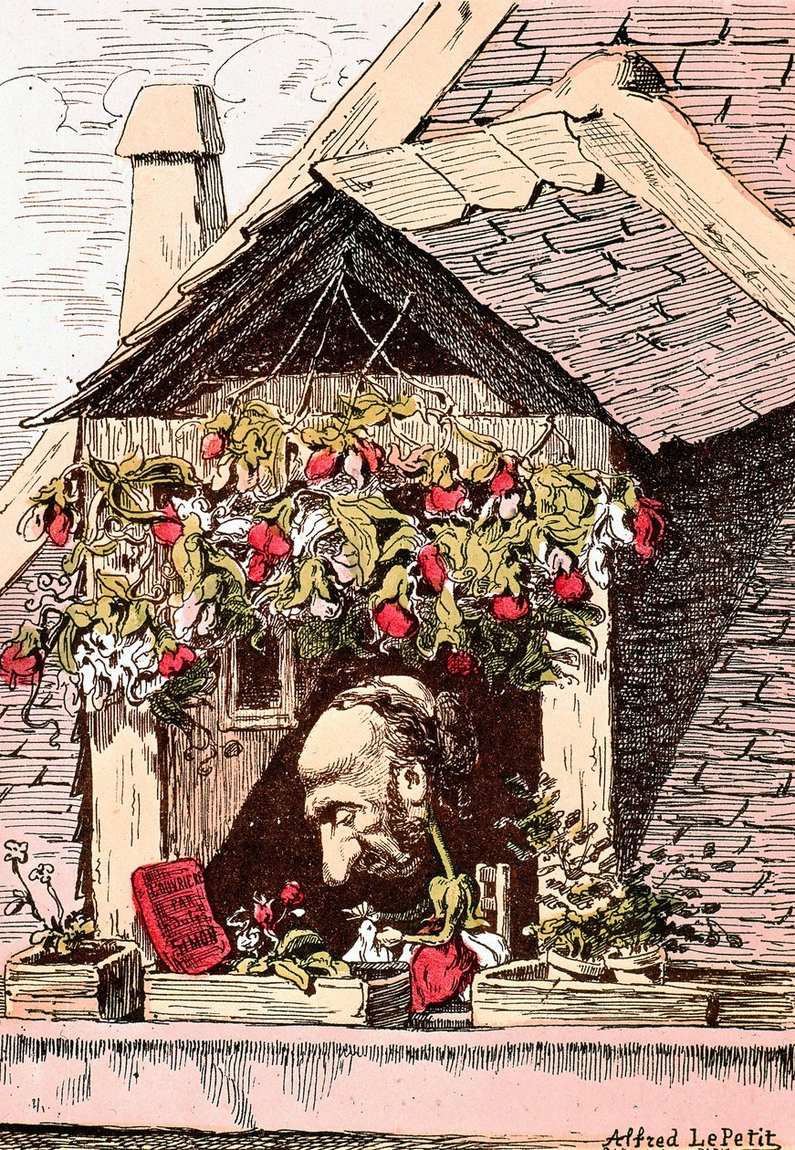 लेखक जूल्स साइमन (1814-1896) का कार्टून, "ल'उवरिएरे" के लेखक (कार्यकर्ता) द्वारा अल्फ्रेड ले पेटिट