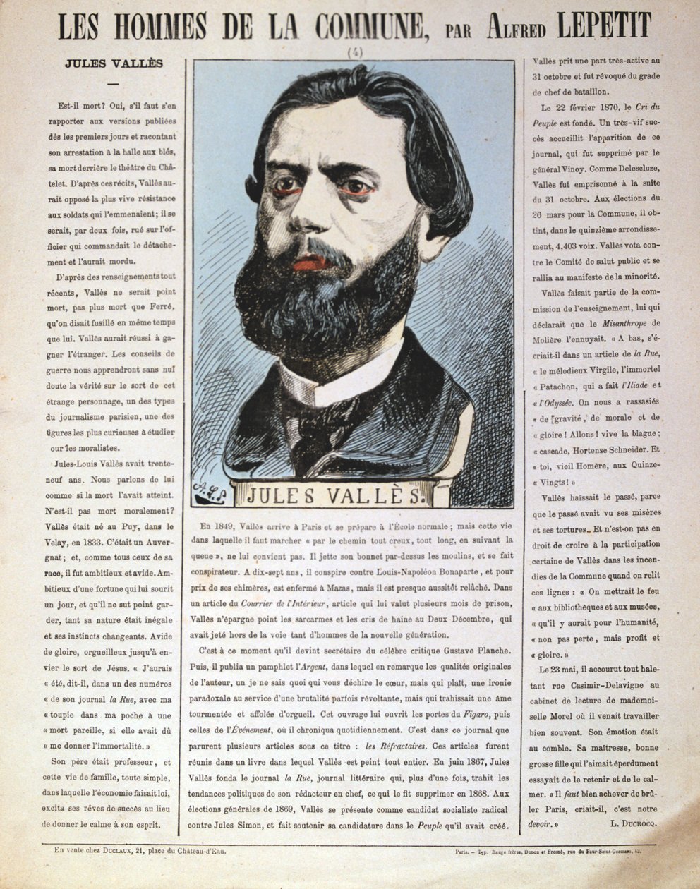 जूल्स वालेस, फ्रांसीसी पत्रकार, लेखक और पेरिस कम्यून के सदस्य, 1871 द्वारा अल्फ्रेड लेपेटिट