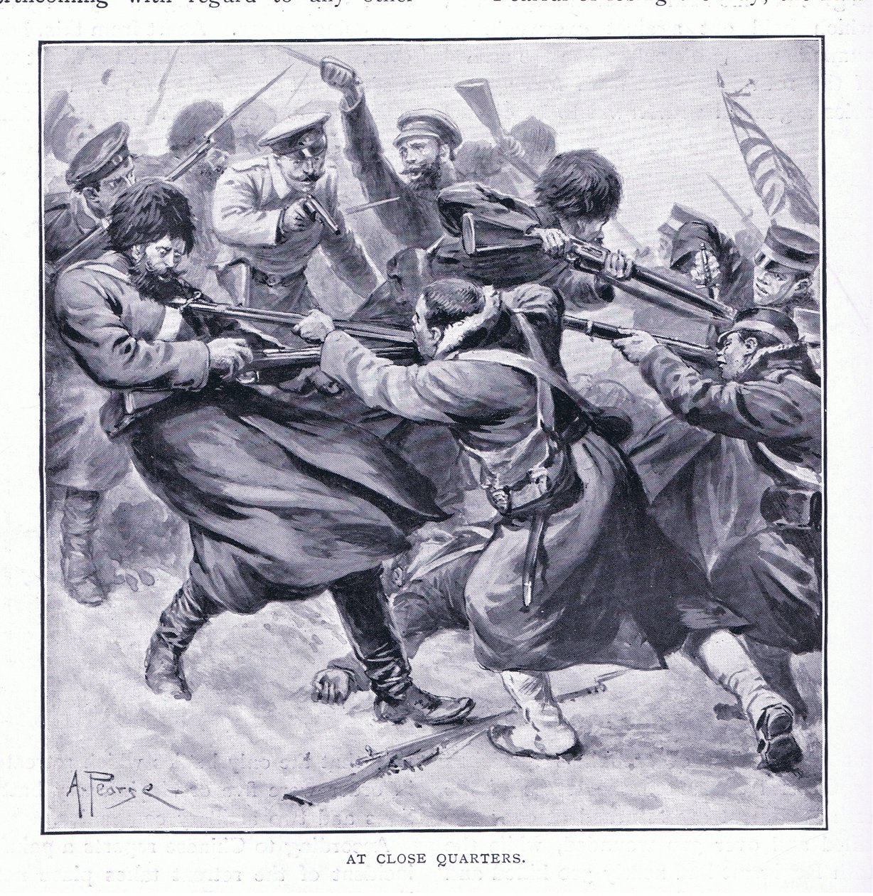 करीब तिमाहियों में, रुसो-जापानी युद्ध खंड 1, c.1900 के इतिहास से चित्रण द्वारा अल्फ्रेड पीयर्स