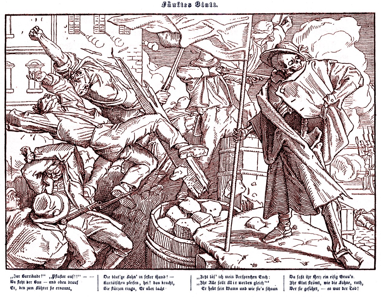 Totentanz 1848: मौत क्रांतिकारी नागरिकों की ओर ले जाती है द्वारा अल्फ्रेड रिटेल