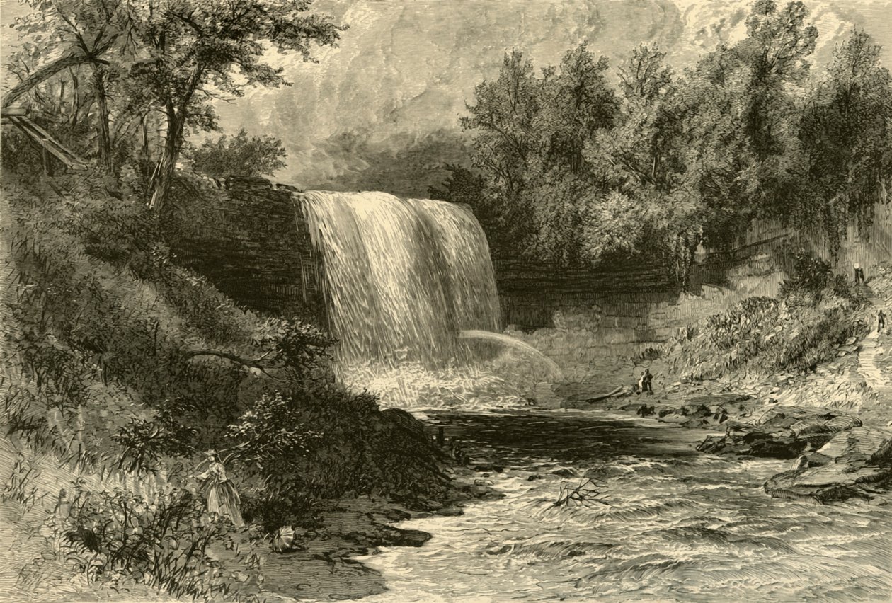 मिन्नेहाहा का झरना, 1874। द्वारा अल्फ्रेड वाउड