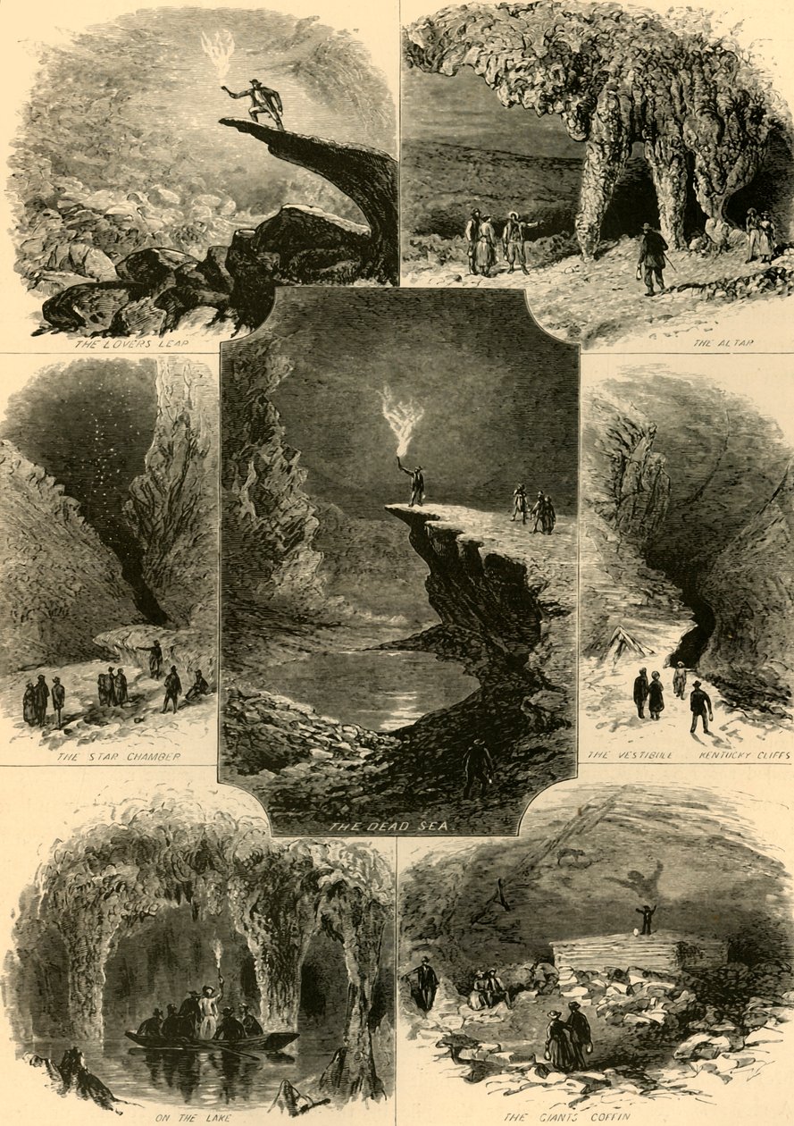 मैमथ केव में दृश्य, 1874। द्वारा अल्फ्रेड वाउड
