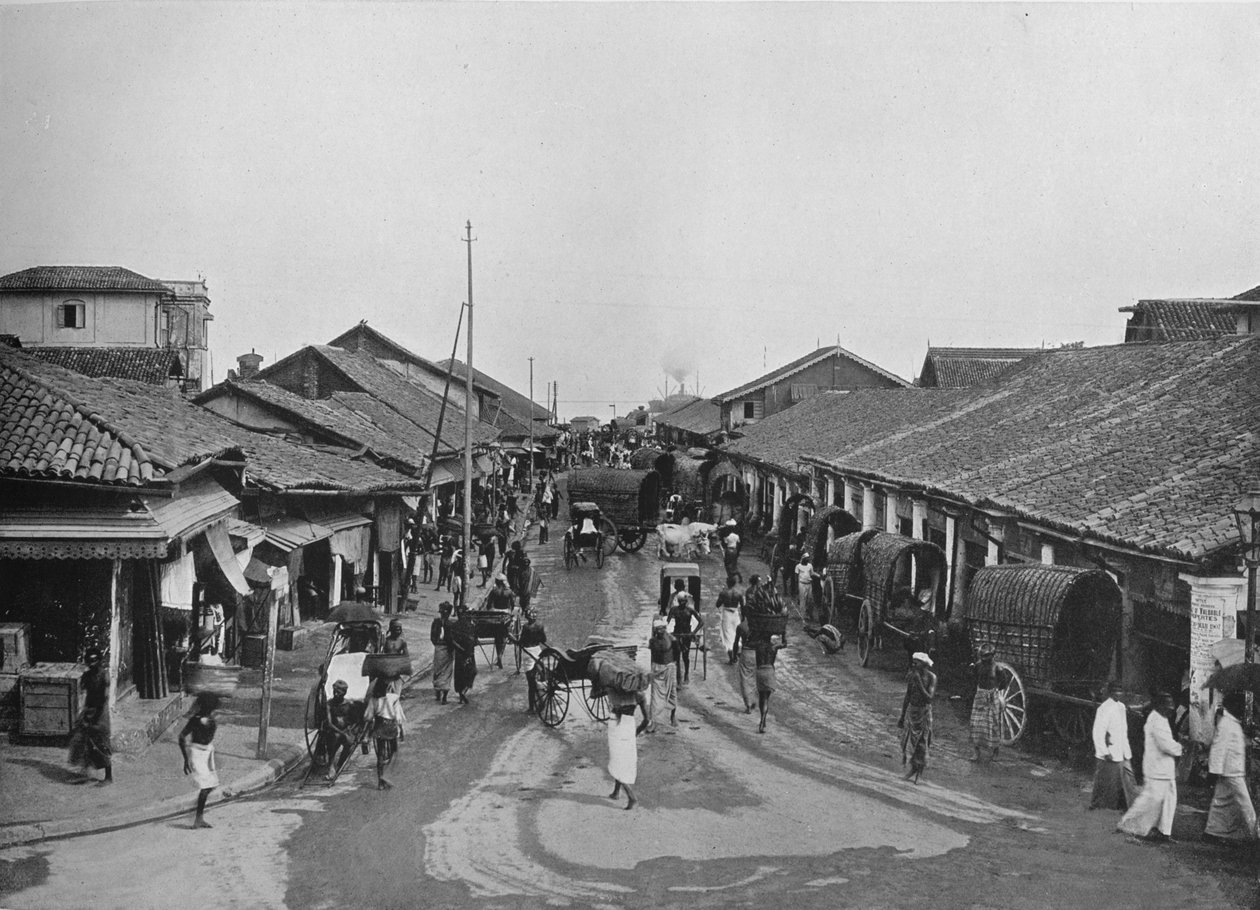 नेटिव क्वार्टर, कोलंबो में ठेठ स्ट्रीट सीन, c1890, 1910 द्वारा अल्फ्रेड विलियम अमैंडस प्लेट