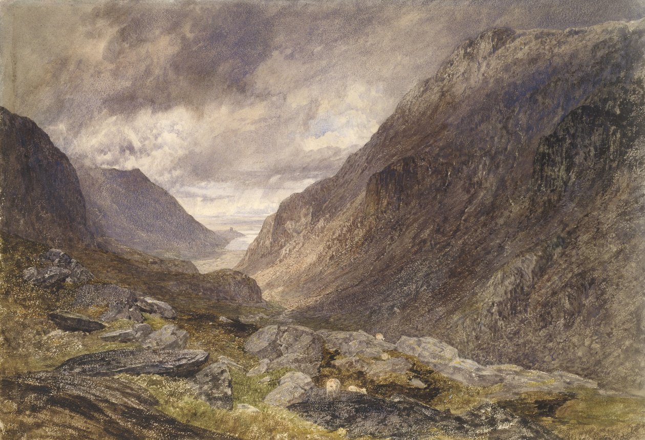 Llanberis का पास, c.1853 (कागज पर पानी का रंग) द्वारा अल्फ्रेड विलियम हंट