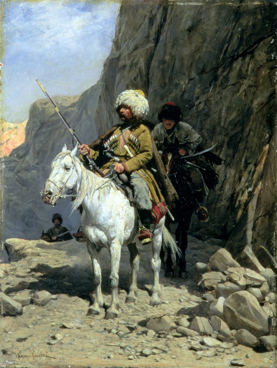 सर्कसियन पैट्रोल, c.1885 (बोर्ड पर तेल) द्वारा विरुस्ज़ कोवाल्स्की द्वारा अल्फ्रेड