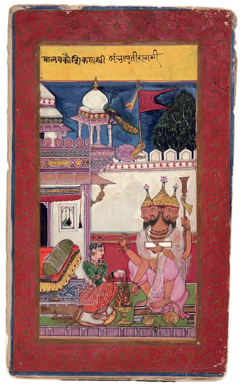 मलकोस की कंभवती रागिनी, 1591 (कागज पर अपारदर्शी शौचालय और सोना) द्वारा अली और हातिम हुसैन