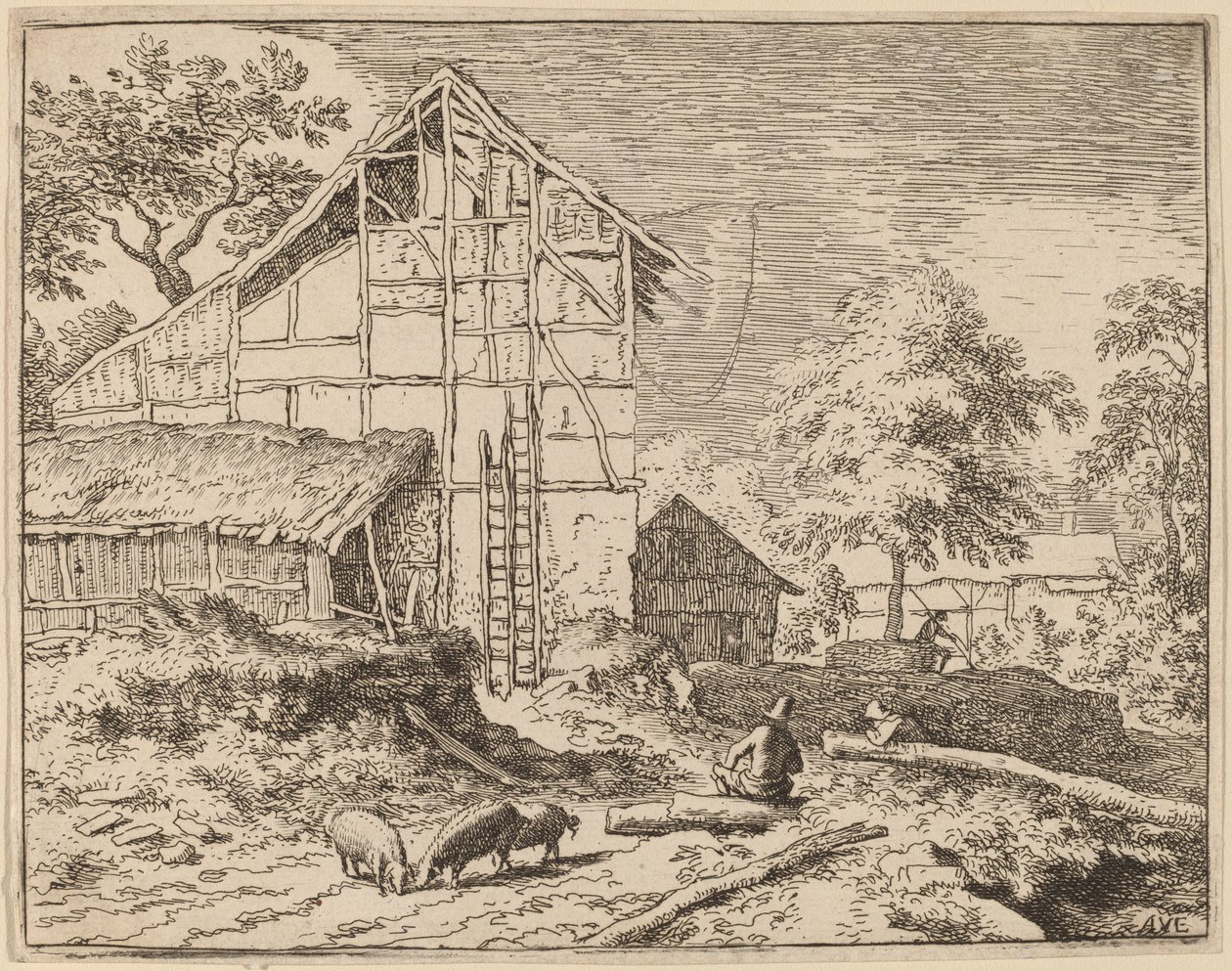 दो सीढ़ी वाला कॉटेज, शायद c. 16451656. द्वारा एलर्ट वैन एवरडिंगन