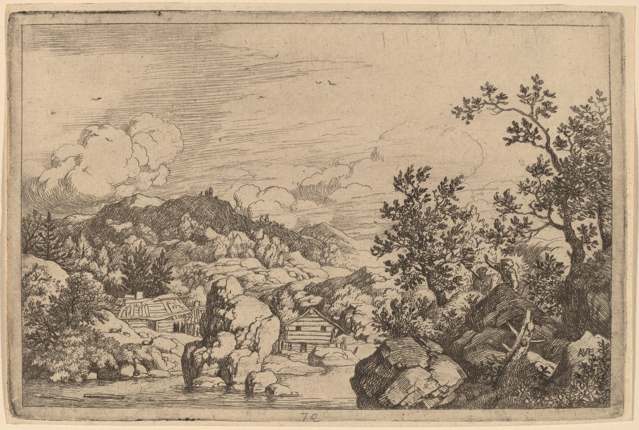 एक नदी से बड़ी चट्टान का प्रक्षेपण, शायद c. 16451656. द्वारा एलर्ट वैन एवरडिंगन