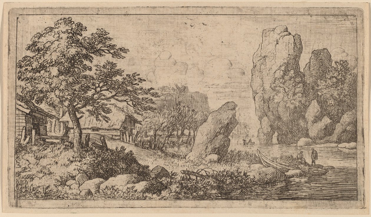 एक नदी के किनारे पर नुकीला बोल्डर, शायद c. 16451656. द्वारा एलर्ट वैन एवरडिंगन