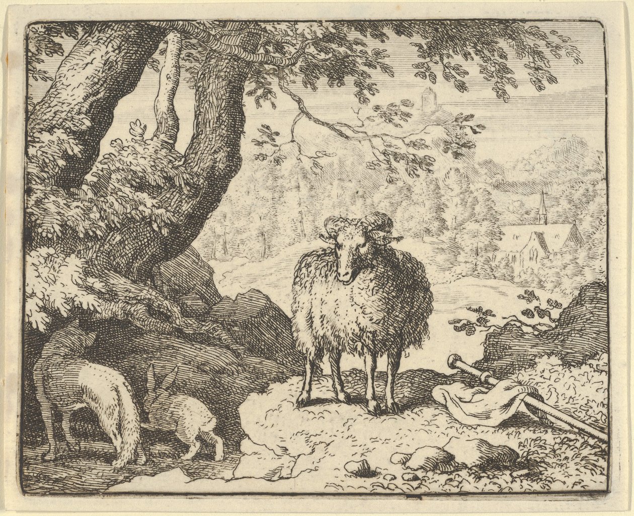 रेनार्ड ने खरगोश को अपनी बिल में प्रवेश करने के लिए मना लिया और उसे मार डाला, 1650-75। द्वारा एलर्ट वैन एवरडिंगन