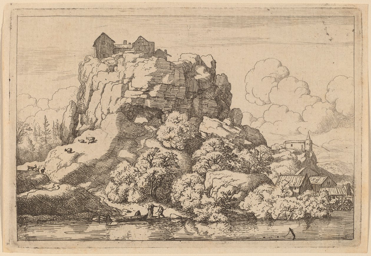 एक ऊंची चट्टान के तल पर नदी, शायद c. 16451656. द्वारा एलर्ट वैन एवरडिंगन