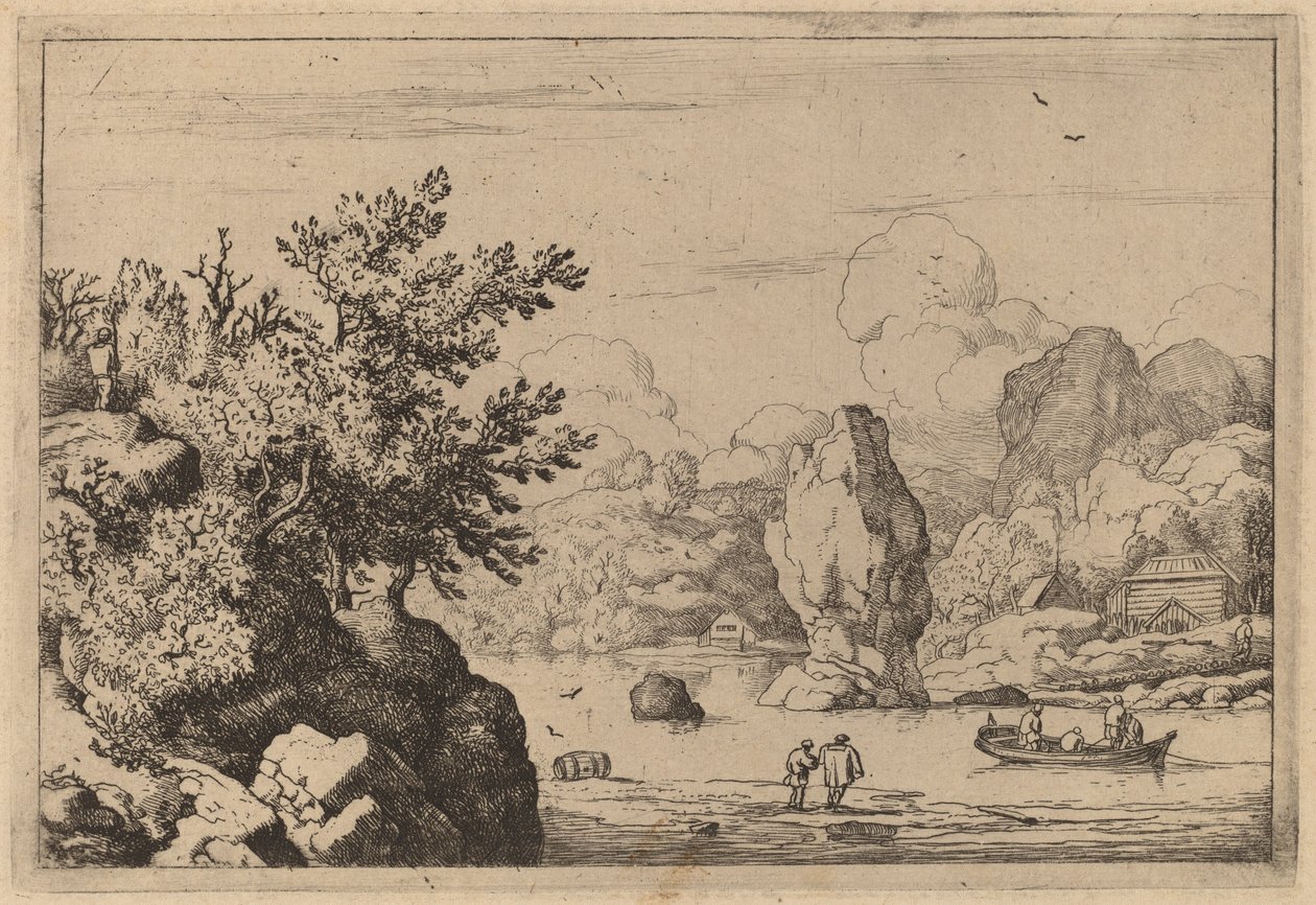 एक नदी के बीच में चट्टान, शायद c. 16451656. द्वारा एलर्ट वैन एवरडिंगन