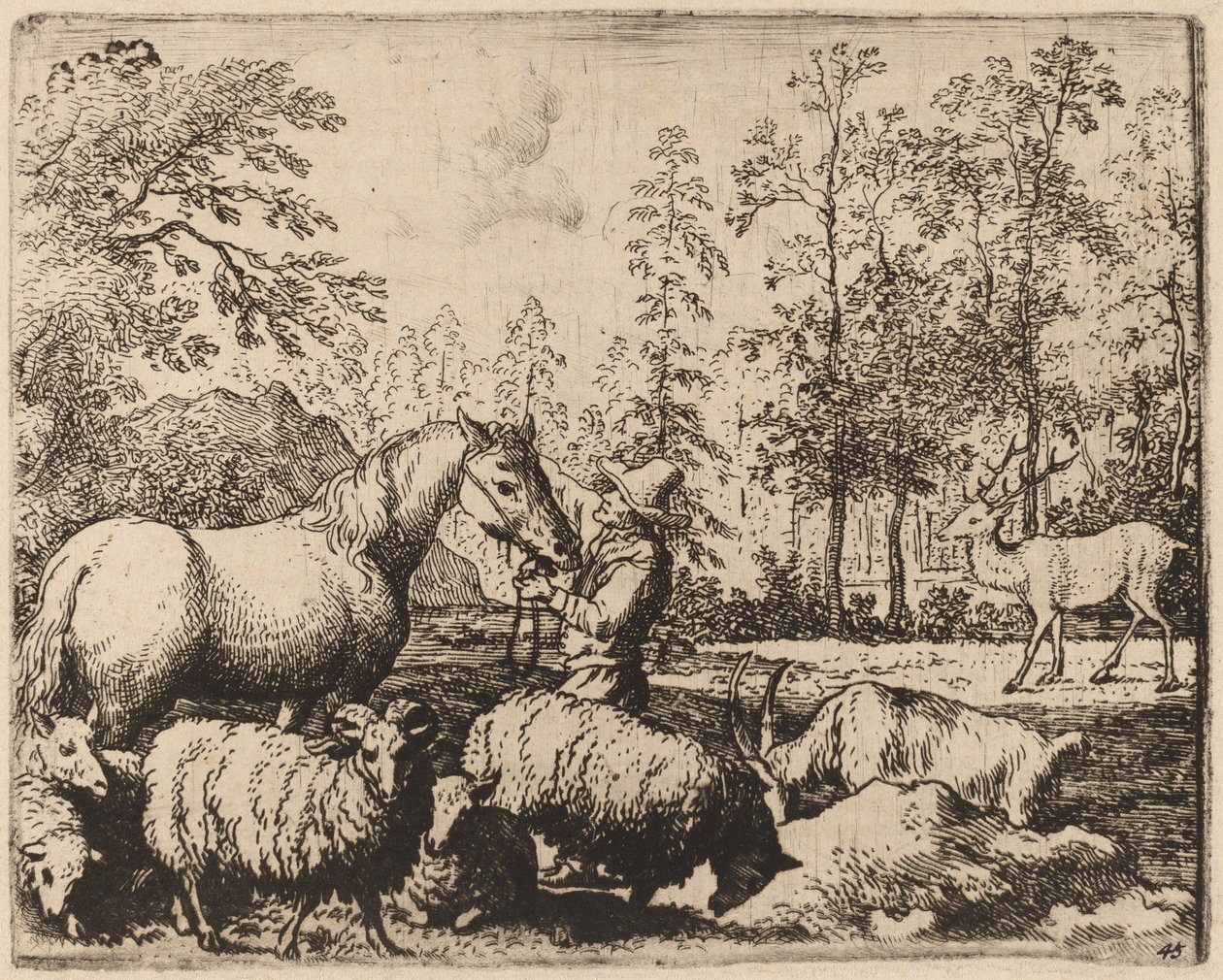 द हॉर्स एंड द स्टैग, शायद c. 16451656. द्वारा एलर्ट वैन एवरडिंगन