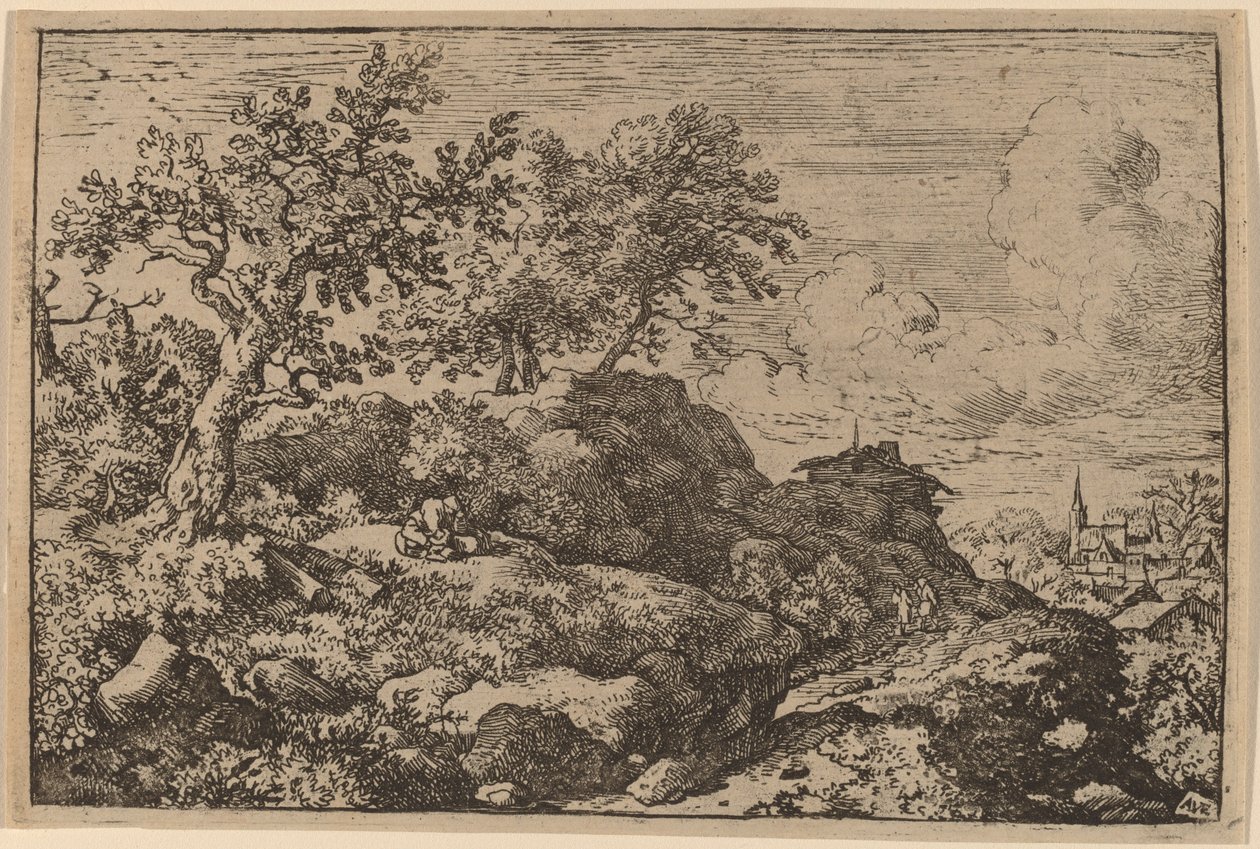 एक पहाड़ी पर बैठे दो किसान, शायद c. 16451656. द्वारा एलर्ट वैन एवरडिंगन