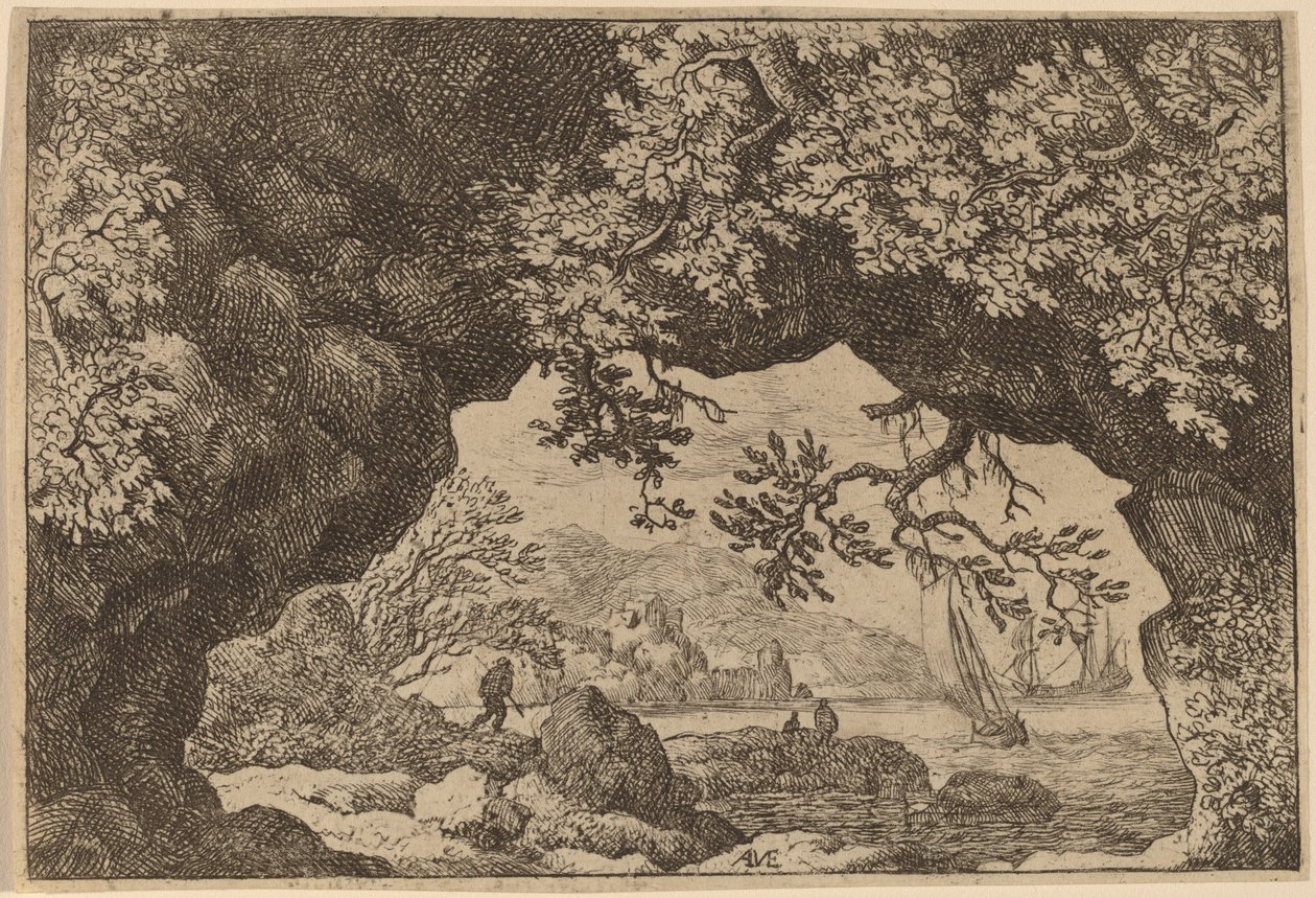 एक छेदी हुई चट्टान के माध्यम से देखें, शायद c. 16451656. द्वारा एलर्ट वैन एवरडिंगन