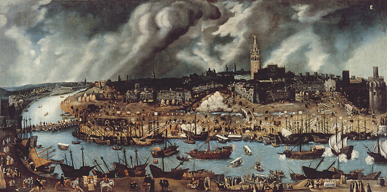 पोर्ट ऑफ़ सेविले, c.1590 द्वारा अलोंसो अटर। सांचेज कोएलो को