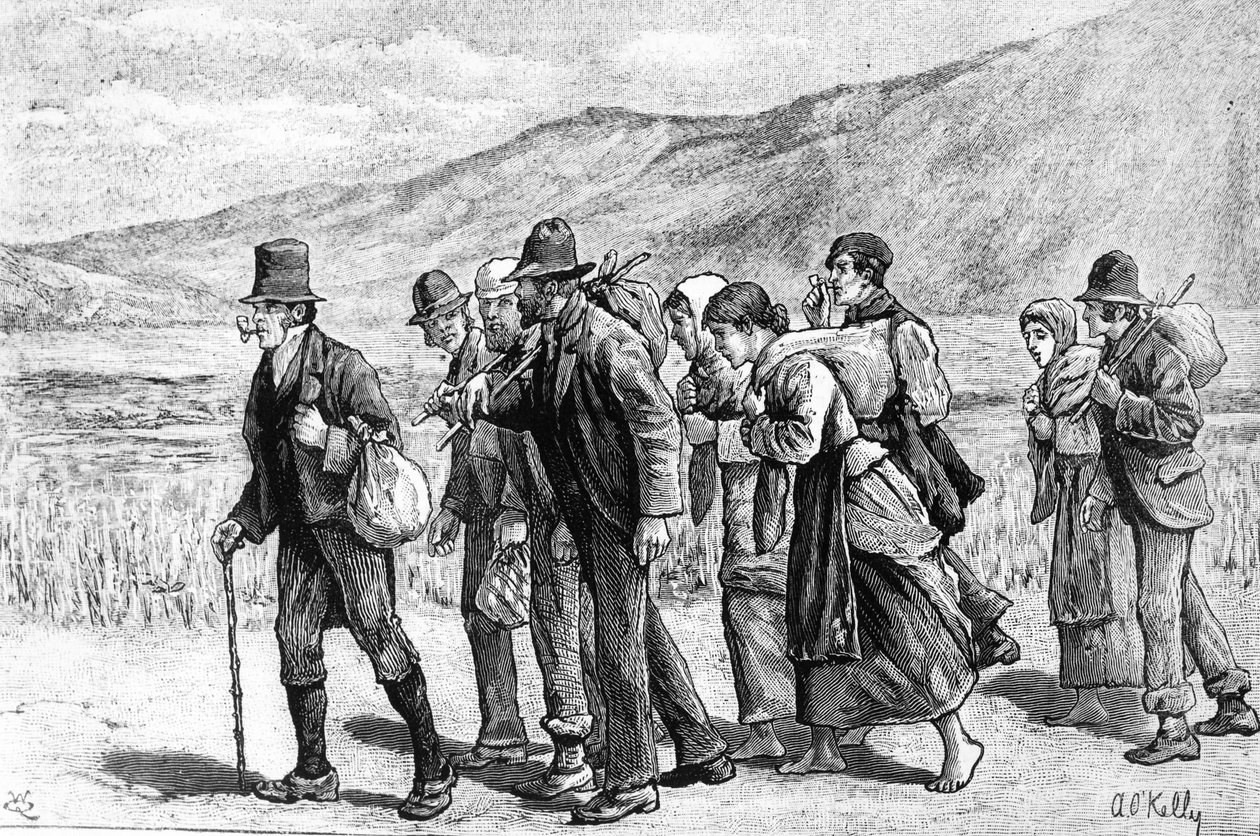 आयरिश हार्वेस्टर्स इंग्लैंड के लिए अपने रास्ते पर, 1881 द्वारा Aloysius O'Kelly