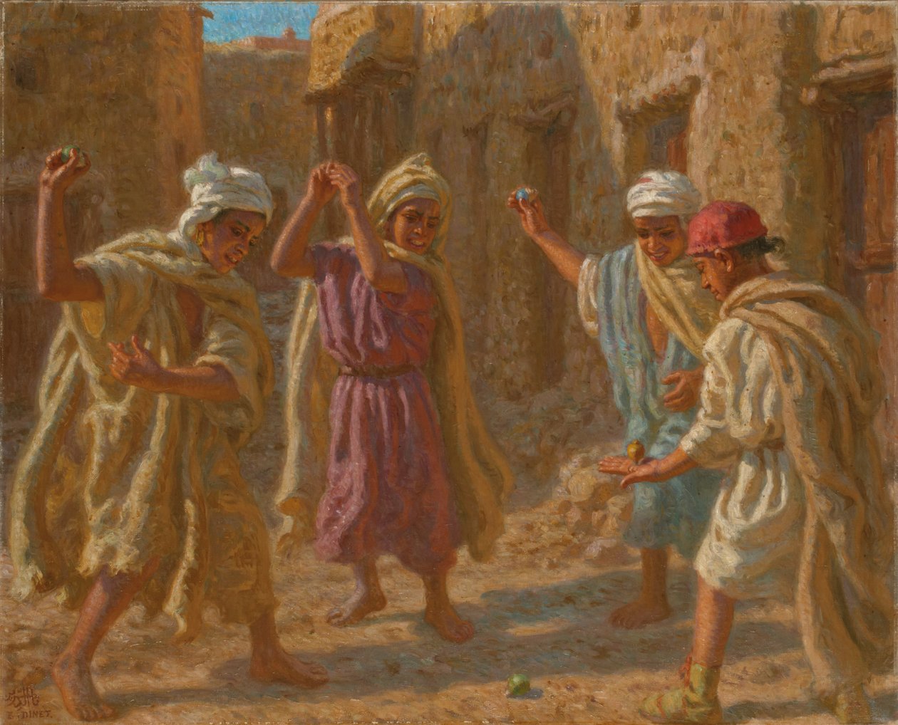 स्पिनिंग टॉप्स का खेल; स्पिनिंग टॉप, c.1924 (कैनवास पर तेल) द्वारा अल्फोंस एटीन डिनेट