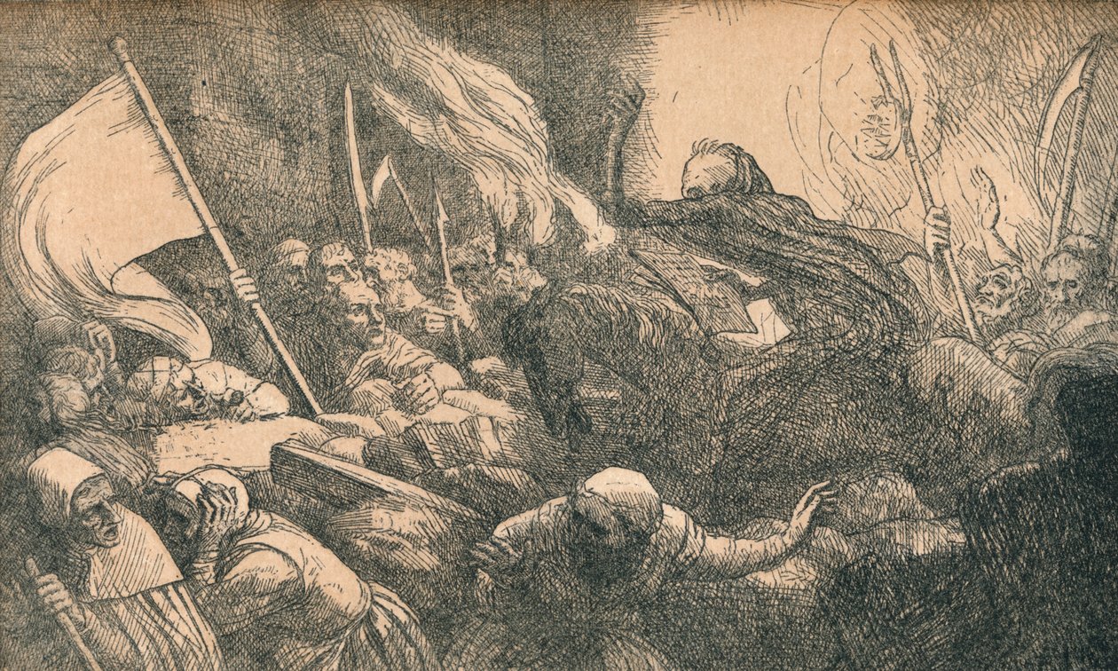 द ट्रायम्फ ऑफ़ डेथ, द उद्घोषणा, c1885 द्वारा अल्फोंस लेग्रोस