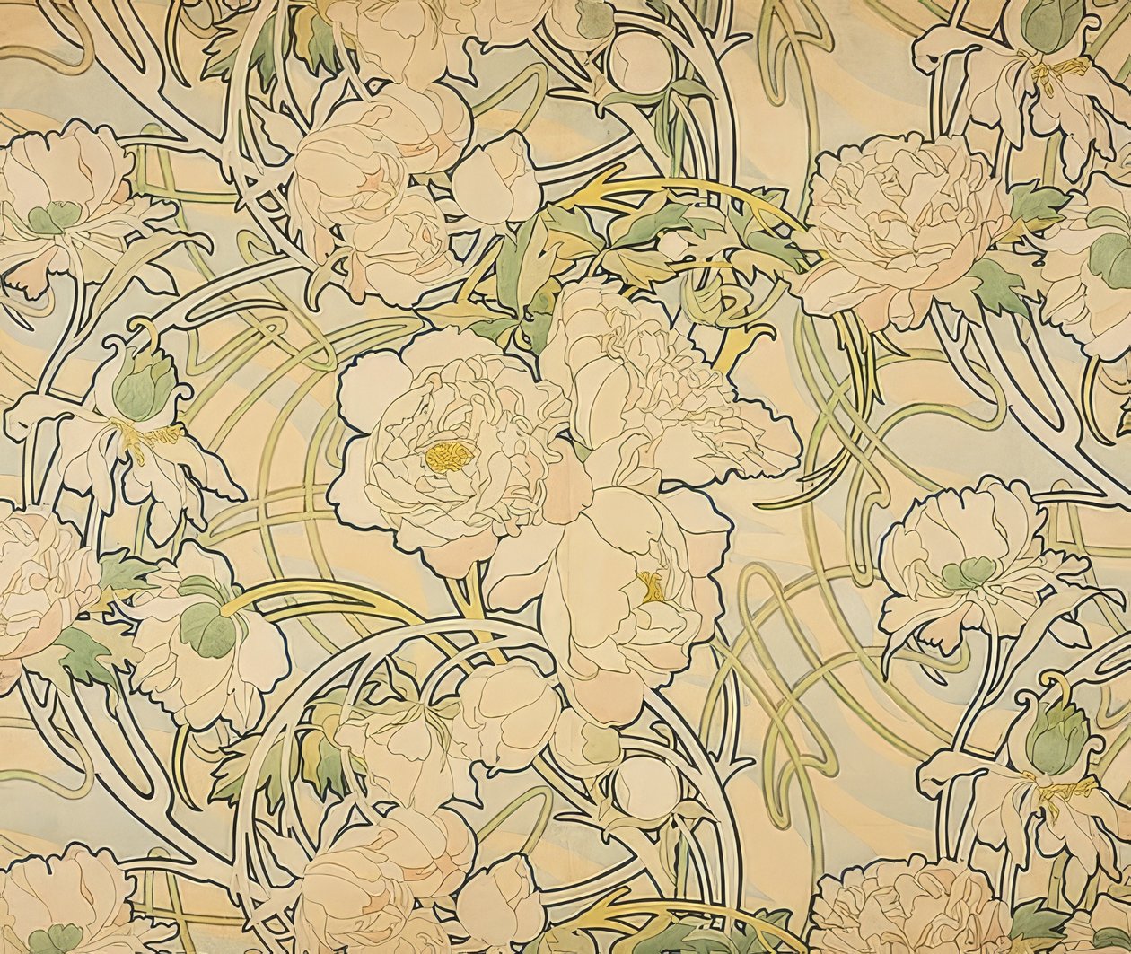 Peonies। 1897 द्वारा अल्फोंस मुचा
