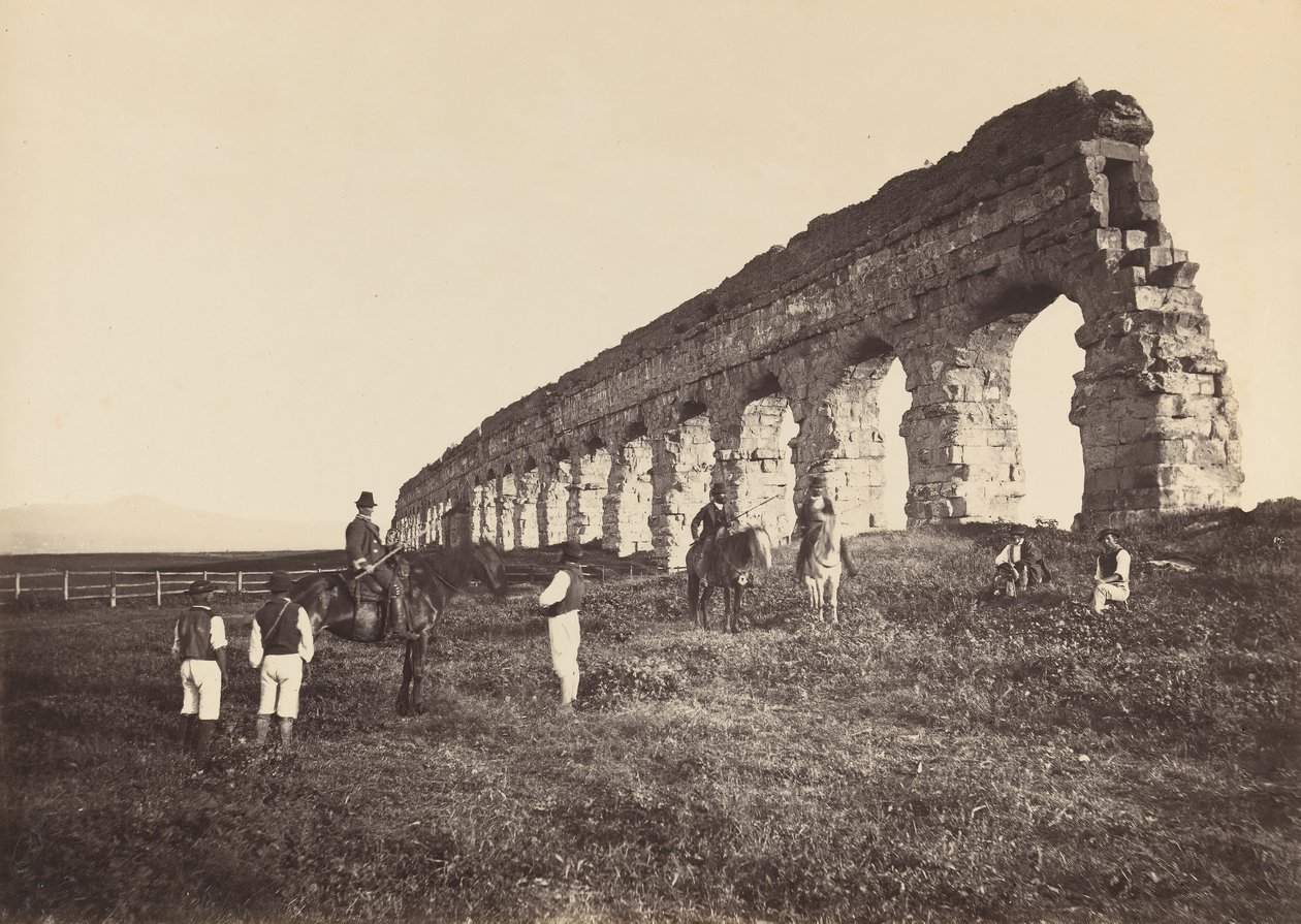 [रोमन एक्वाडक्ट द्वारा मेन ऑन हॉर्स], 1860। द्वारा अल्टोबेली और मोलिन्स।