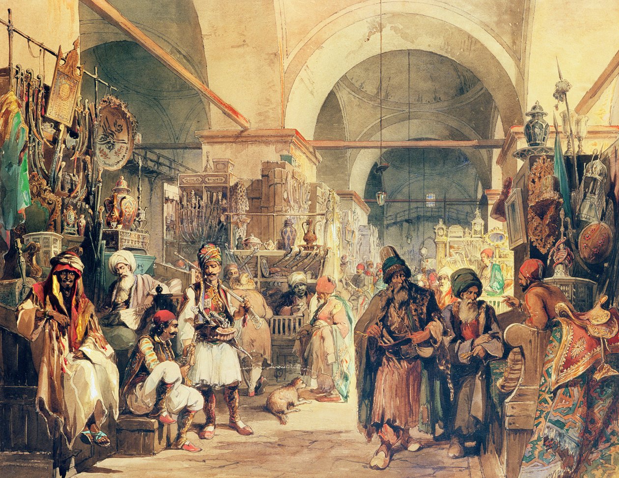 एक तुर्की बाजार, 1854 (कागज पर पेंसिल und wc) द्वारा अमादेओ प्रीज़ियोसिक