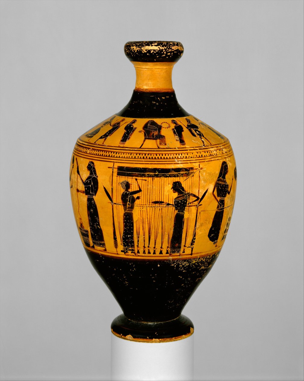 लेकेथोस, c.550-530 ईसा पूर्व (टेराकोटा) द्वारा Amasis पेंटर