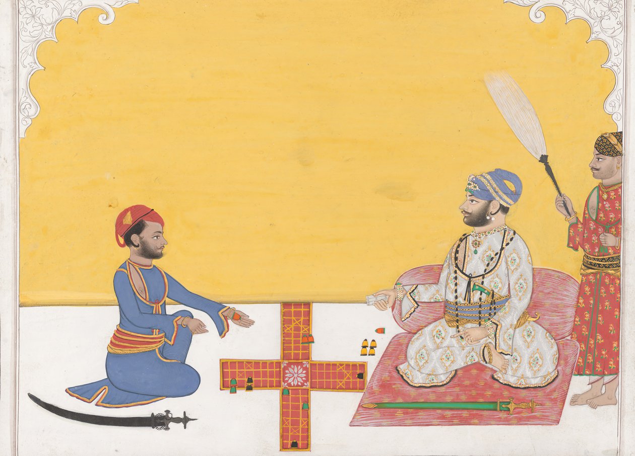 Maharaja Sovan Singh playing pachisi, ca. 1868.  द्वारा अंबावी