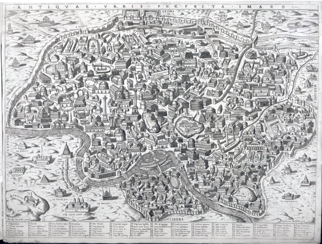 प्राचीन शहर की छवि, रोम के नक्शे, c.1600 द्वारा एंब्रोजियो ब्रांबिला