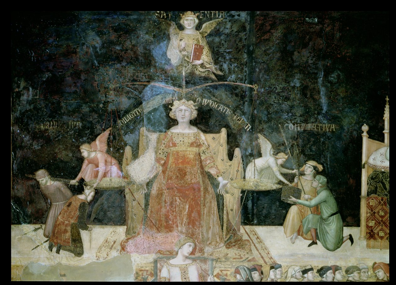 सुशासन का रूपक, न्याय का विस्तार, बुद्धि से प्रेरित, 1338-40 द्वारा एम्ब्रोगियो लोरेंजेटी