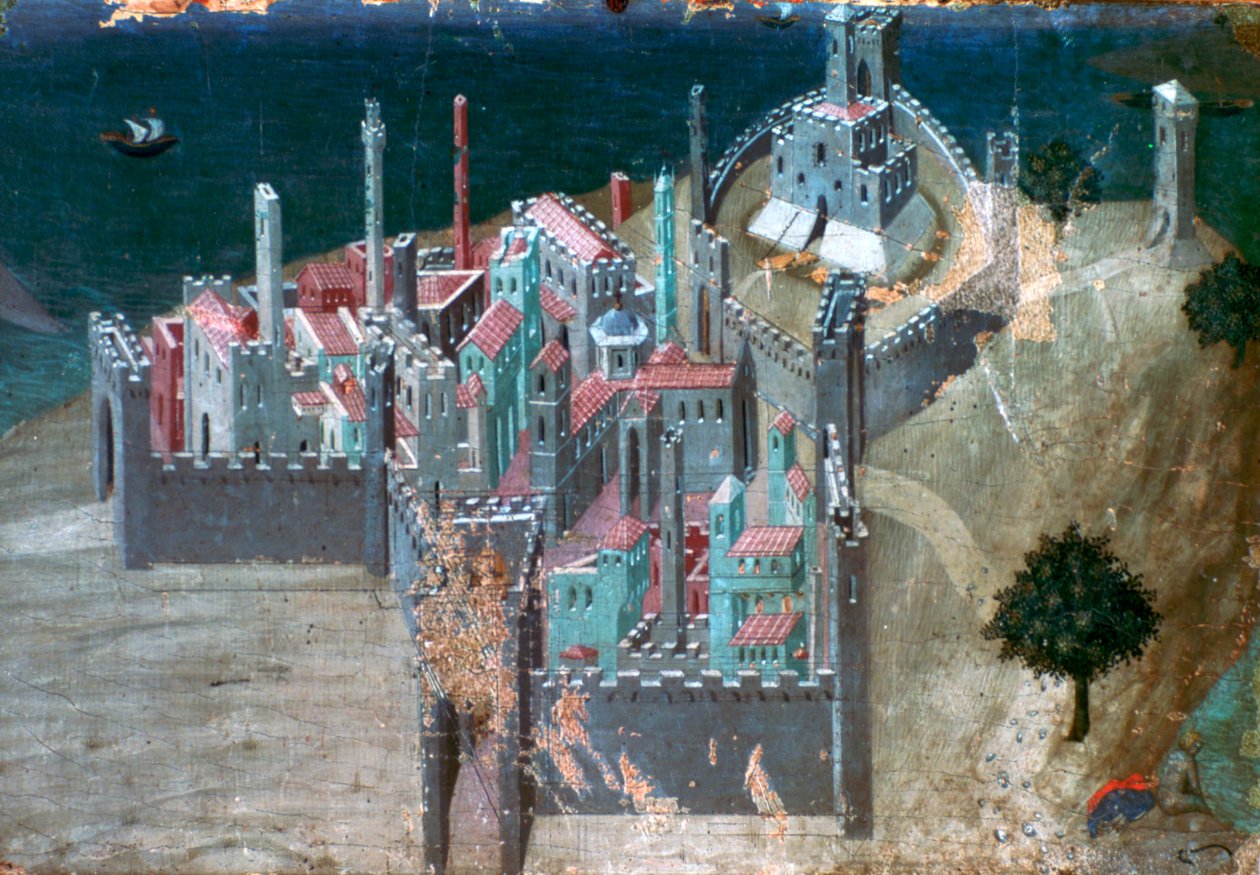 एक तटीय शहर का दृश्य, c1300-1348 द्वारा एम्ब्रोगियो लोरेंजेटी
