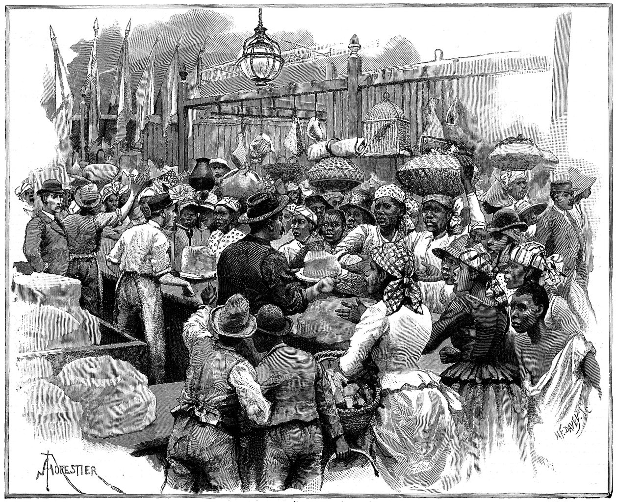 बाजार में आइस स्टॉल, जॉर्ज टाउन, डेमेरारा, गुयाना ब्रिटिश गुयाना, 1888 द्वारा अमेदी फॉरेस्टियर
