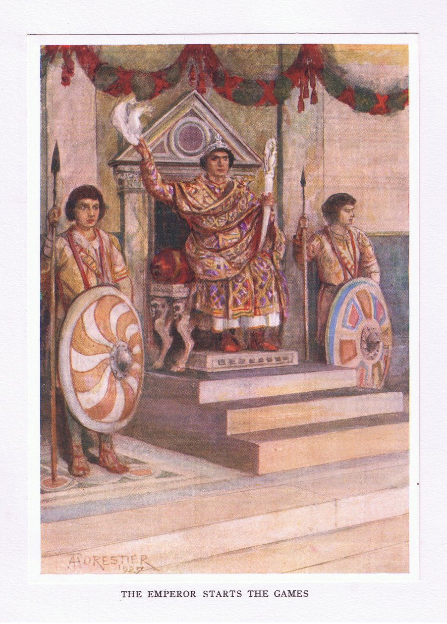 सम्राट ने खेल शुरू किया, रोमन सैनिक का चित्रण, 1928 द्वारा अमेदी फॉरेस्टियर