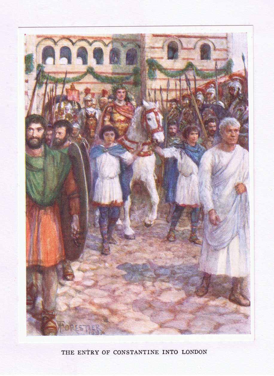 लंदन में कॉन्स्टेंटाइन का प्रवेश, रोमन सैनिक का चित्रण, 1928 द्वारा अमेदी फॉरेस्टियर