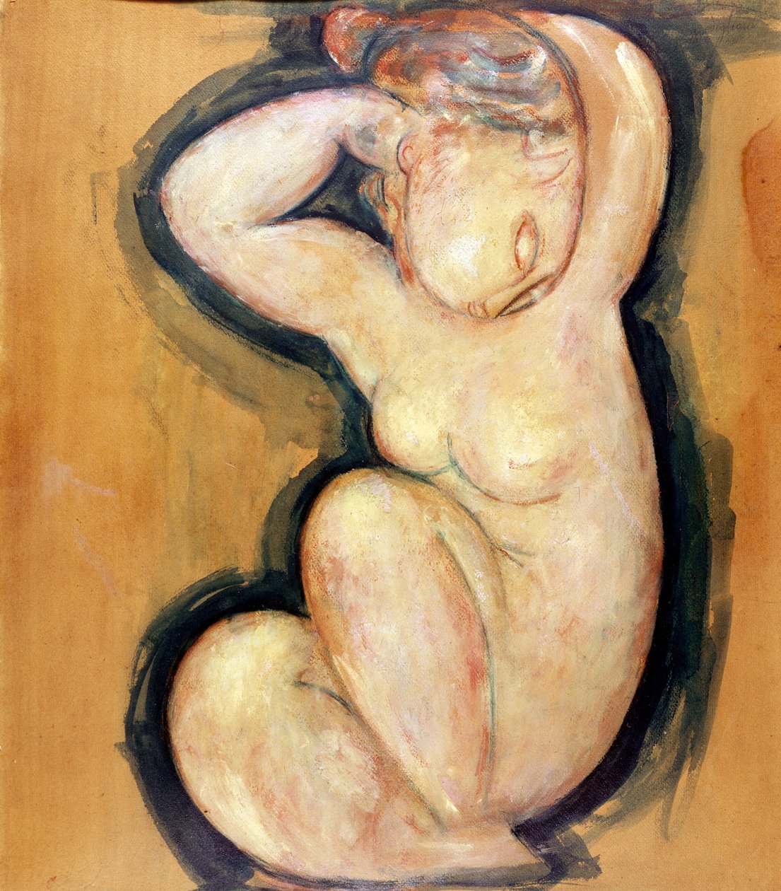 Caryatid, c.1913-14 (कार्डबोर्ड पर तेल) द्वारा एमेडियो मोदिग्लिआनी