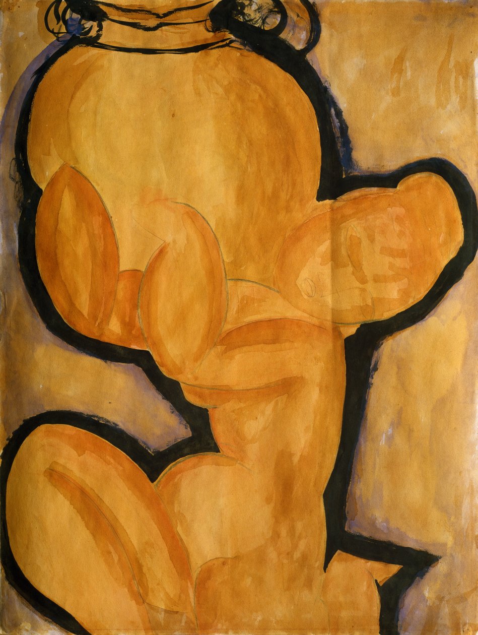 एक फूलदान के साथ Caryatid, c.1913-14 द्वारा एमेडियो मोदिग्लिआनी