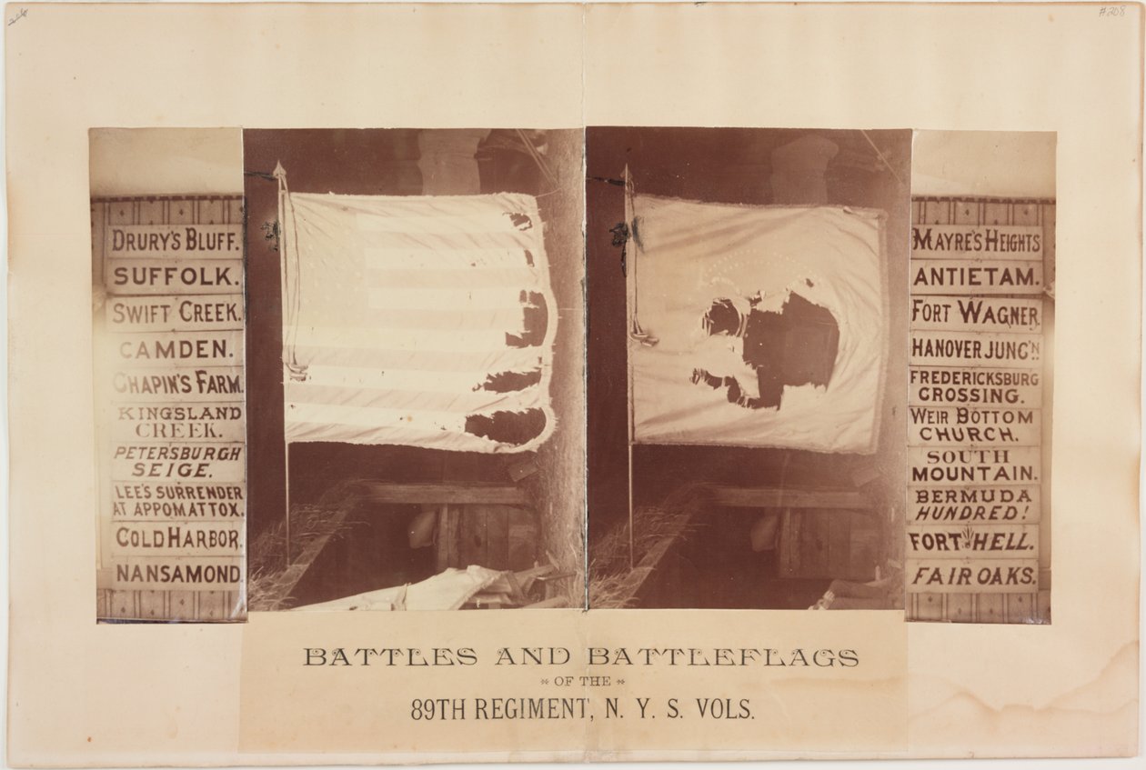89 वीं रेजिमेंट, NYS Vols, c.1870 (सीपिया फोटो) की लड़ाई और लड़ाई द्वारा अमेरिकी फोटोग्राफर