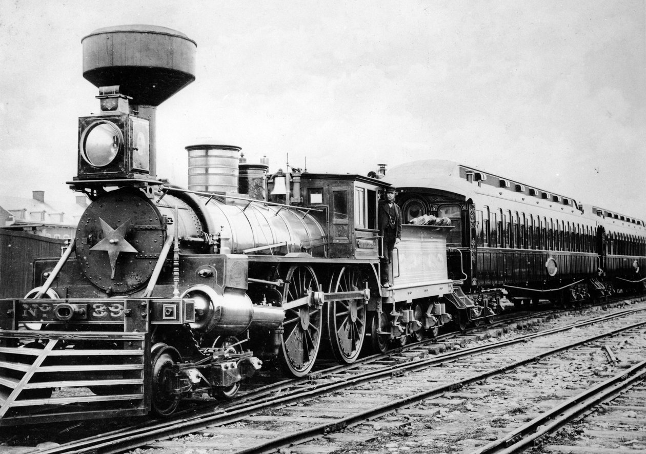 स्टीम लोकोमोटिव, c.1875 द्वारा अमेरिकी फोटोग्राफर