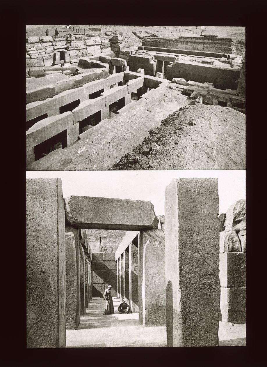 Meidum, 4th Dynasty, Old Kingdom (लालटेन स्लाइड) के चरण पिरामिड के दो दृश्य द्वारा अमेरिकी फोटोग्राफर