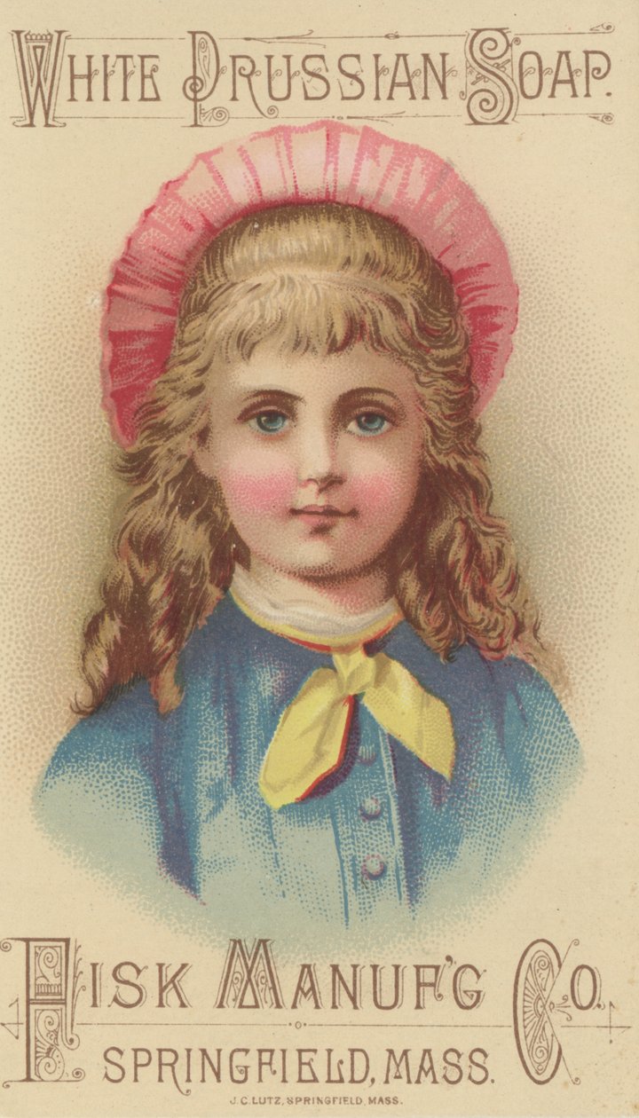 फ़िश मैन्युफैक्चरिंग कंपनी व्हाइट प्रूसियन सोप के लिए विज्ञापन, c.1880 (वोलोर लिथो) द्वारा अमेरिकी स्कूल